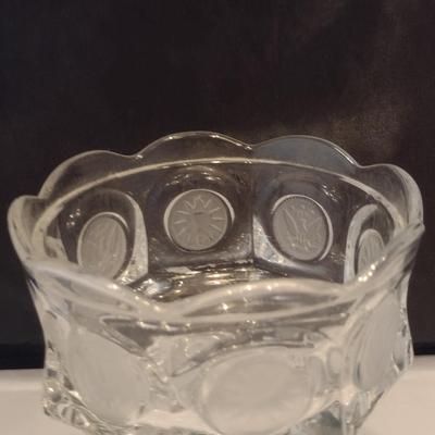 Fostoria Clear Coin Glass Covered Pedestal Candy Dish