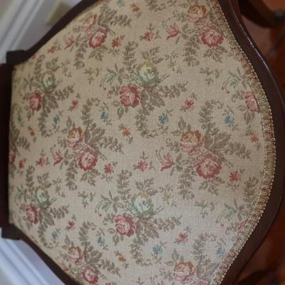 Vintage Carved Side Chair on Wheels (See Details)