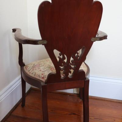 Vintage Carved Side Chair on Wheels (See Details)