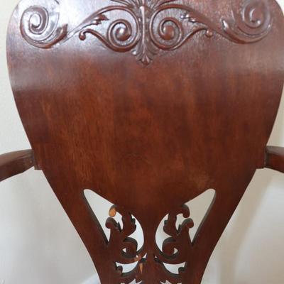 Vintage Carved Side Chair on Wheels (See Details)