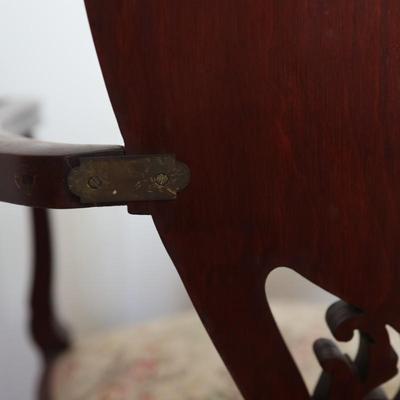 Vintage Carved Side Chair on Wheels (See Details)