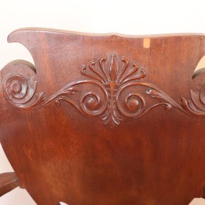 Vintage Carved Side Chair on Wheels (See Details)