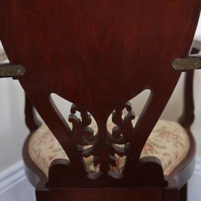 Vintage Carved Side Chair on Wheels (See Details)