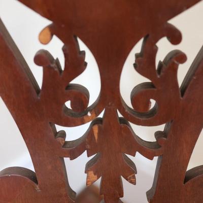 Vintage Carved Side Chair on Wheels (See Details)