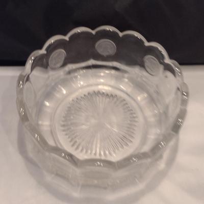 Fostoria Clear Coin Glass Bowl with Scalloped Rim- Approx 7 3/8" in Diameter