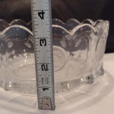Fostoria Clear Coin Glass Bowl with Scalloped Rim- Approx 7 3/8" in Diameter
