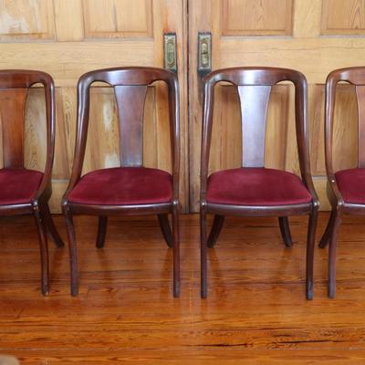 Set of 4 Mahogany Empire Style Dining Chairs