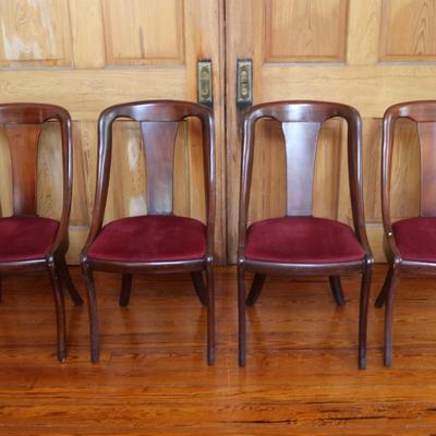 Set of 4 Mahogany Empire Style Dining Chairs