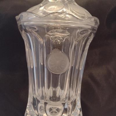 Fostoria Clear Coin Glass Footed Urn with Lid- Approx 13" Tall