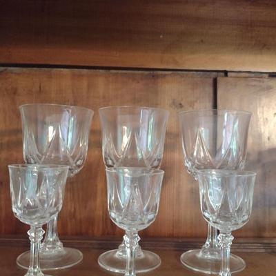 Cristal D'Arques Durand Water Goblets and Cordial Glasses- Auteuil Pattern- 3 of Each