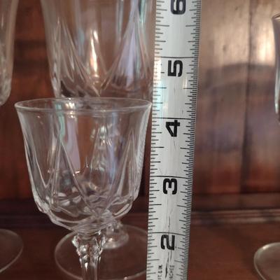 Cristal D'Arques Durand Water Goblets and Cordial Glasses- Auteuil Pattern- 3 of Each