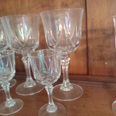 Cristal D'Arques Durand Water Goblets and Cordial Glasses- Auteuil Pattern- 3 of Each