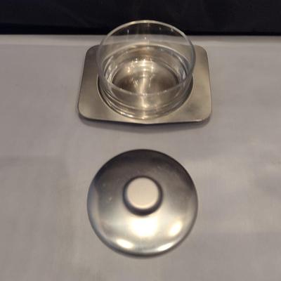 Vintage Metal and Glass Parmesan/Grated Cheese Bowl