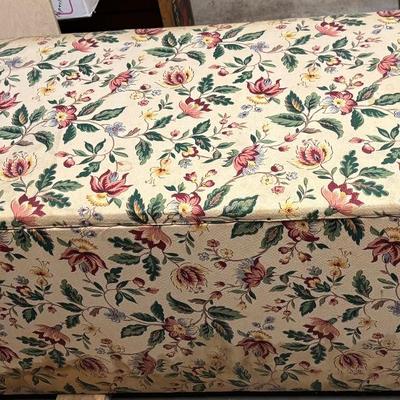 Vintage Wooden Fabric Covered Chest on Casters