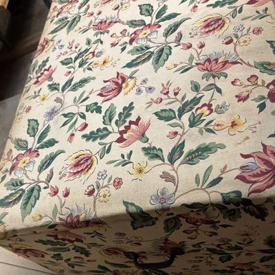 Vintage Wooden Fabric Covered Chest on Casters