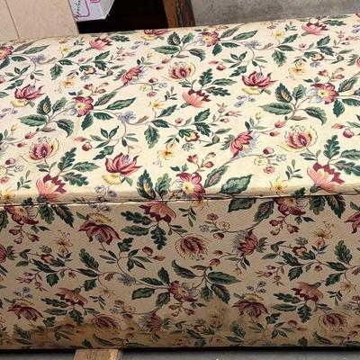 Vintage Wooden Fabric Covered Chest on Casters