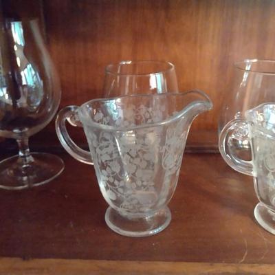 Collection of Glassware- Glasses and Cream & Sugar