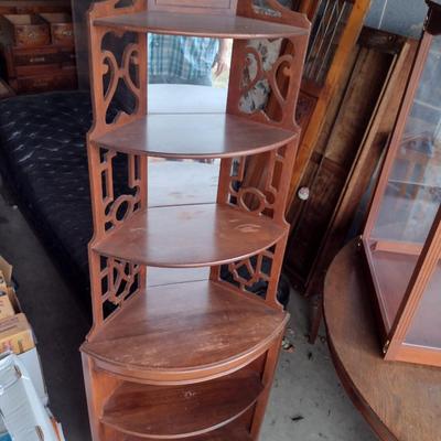 Wooden Corner Shelf- Approx 20 3/4" Wide, 11" Deep, 59" Tall