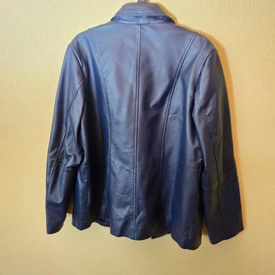 Dialogue Women's Leather Jacket – Size M – Deep Navy Blue