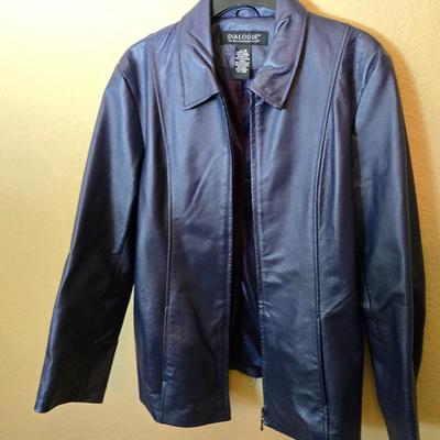 Dialogue Women's Leather Jacket – Size M – Deep Navy Blue