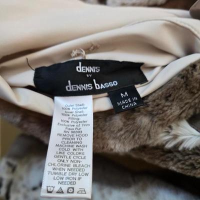 Dennis Basso Faux Fur Coat with Removable Hood – Size M – Animal Print Patchwork