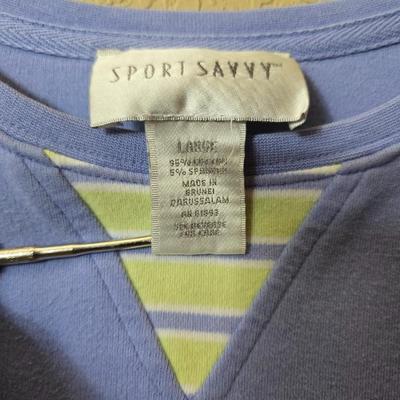 4 Long-Sleeve Casual Women’s Tops – Stripes & Solids (Size L)