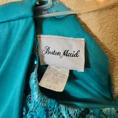 3 Vintage Evening Dresses – Fuchsia Chiffon, Teal Lace, Burgundy Satin