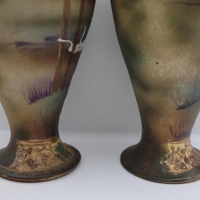 Pair of Vintage Hand Painted Vases