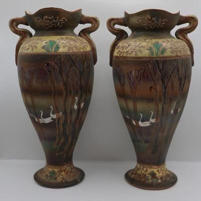 Pair of Vintage Hand Painted Vases