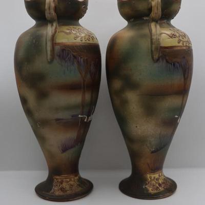 Pair of Vintage Hand Painted Vases