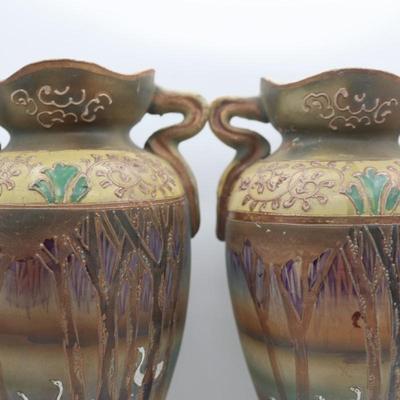 Pair of Vintage Hand Painted Vases