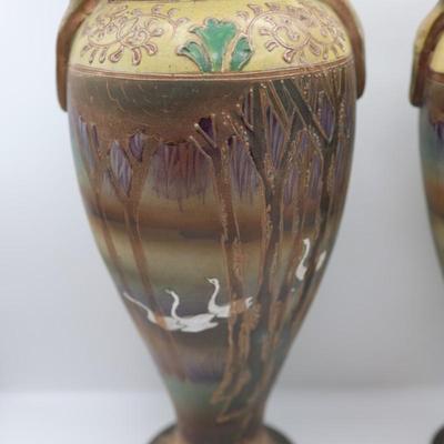 Pair of Vintage Hand Painted Vases