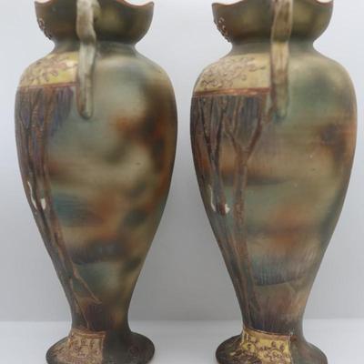 Pair of Vintage Hand Painted Vases