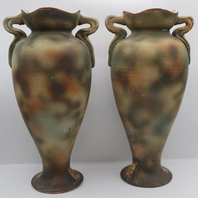 Pair of Vintage Hand Painted Vases