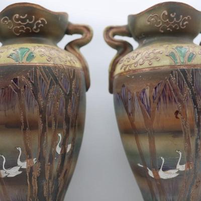 Pair of Vintage Hand Painted Vases