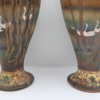 Pair of Vintage Hand Painted Vases