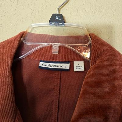 2-Piece Women’s Jacket Lot – Croft & Barrow Corduroy (L) & AB Studio Wool-Blend Coat (14)