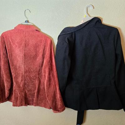 2-Piece Women’s Jacket Lot – Croft & Barrow Corduroy (L) & AB Studio Wool-Blend Coat (14)