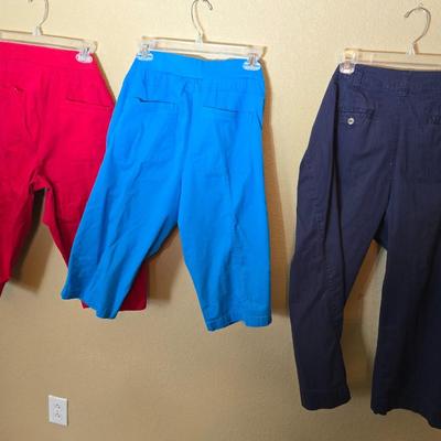 3-Piece Summer Pants Lot – Size 14/14W – Hot pink, Bright Blue & Navy – Christopher & Banks & CJ Banks