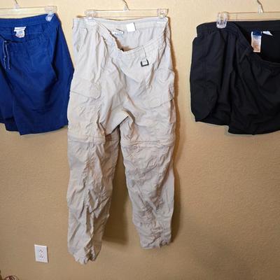 Women’s Activewear Bottoms – Reebok Shorts & Columbia Convertible Pants, Size L/XL