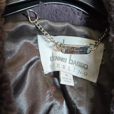 Dennis Basso Sterling Faux Fur & Faux Leather Coat – Size M