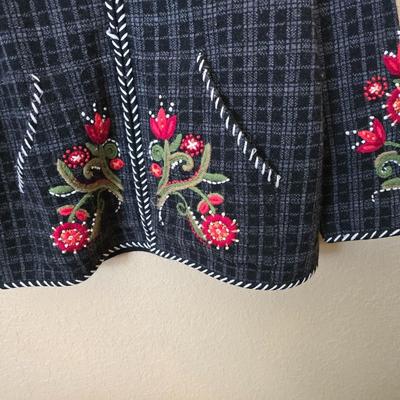 Icelandic Designs Embroidered Wool Blend Zip-Up Hooded Jacket – Size M