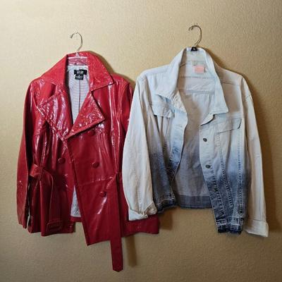 Women’s Statement Jackets – Red Leather Trench & Ombre Denim