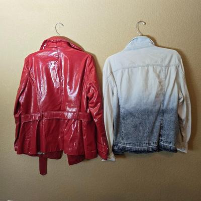 Women’s Statement Jackets – Red Leather Trench & Ombre Denim