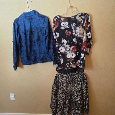 Women’s Fashion Tops – Size L – Silk, Denim, and Floral Styles