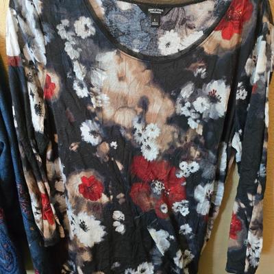 Women’s Fashion Tops – Size L – Silk, Denim, and Floral Styles