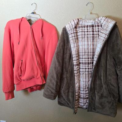 Women’s Hooded Outerwear – Size L – Green Tea & Plaid-Lined Fleece