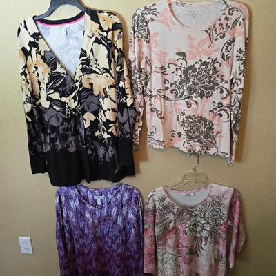 Women’s Printed Long Sleeve Tops – Size M/L – Isaac Mizrahi, JM Collection, Studio