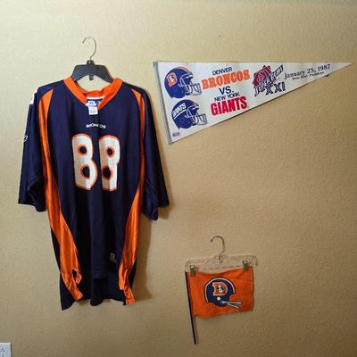 Denver Broncos Memorabilia Lot with Scheffler Jersey