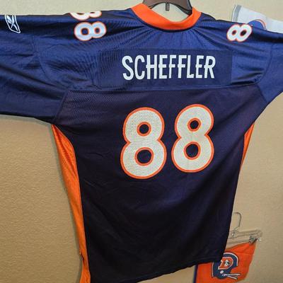 Denver Broncos Memorabilia Lot with Scheffler Jersey